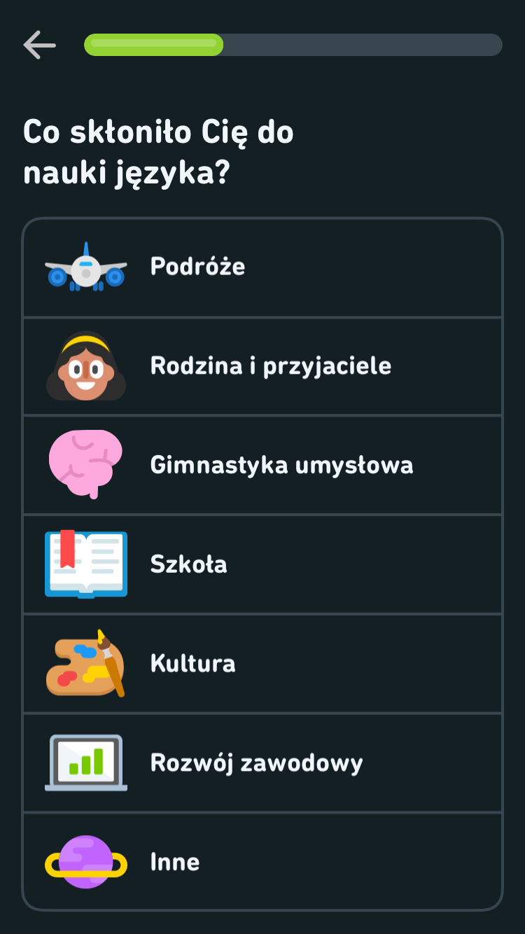 Aplikacji na telefon Duolingo umożliwia naukę także innych języków, nie tylko angielskiego